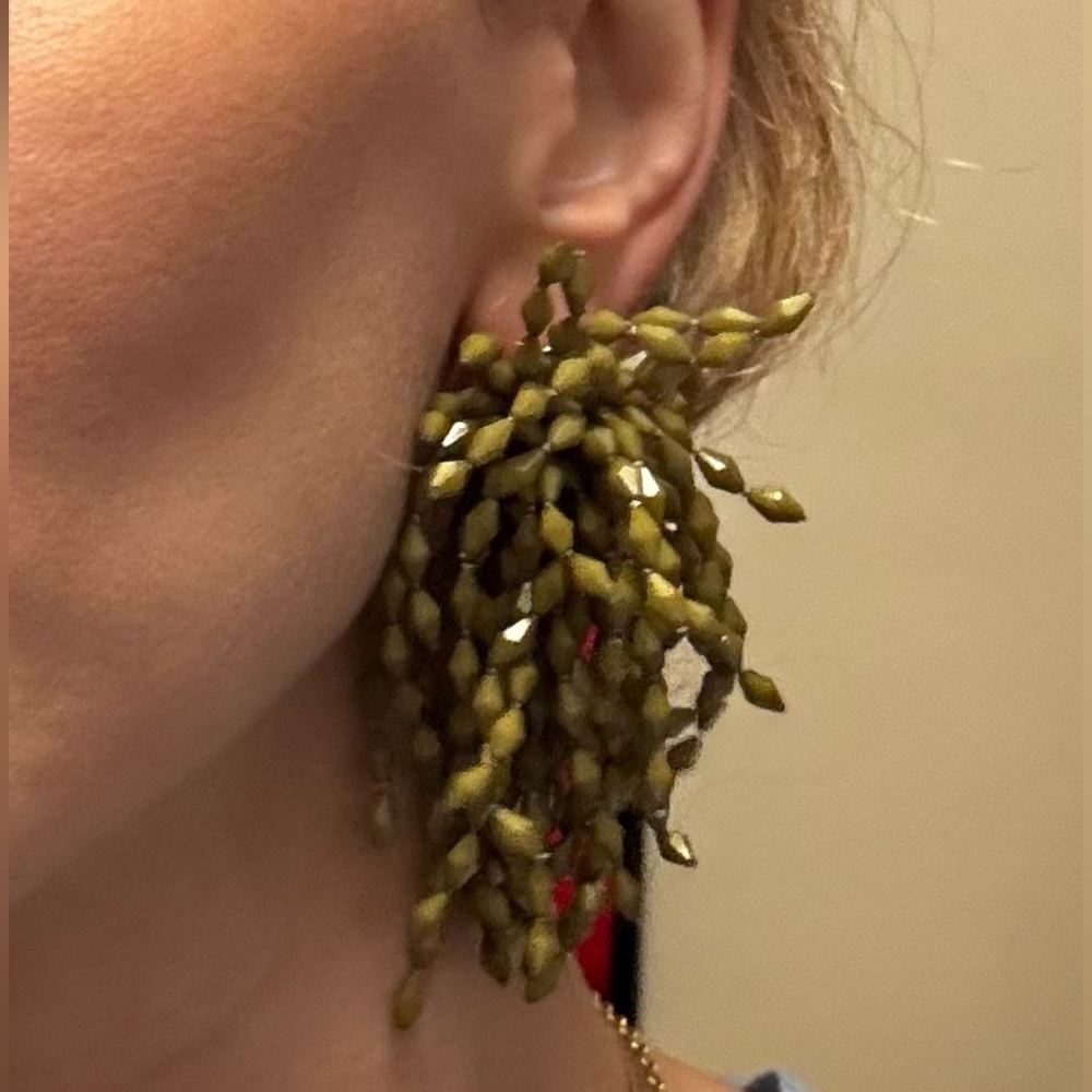 Elegant Olive Green Beaded earrings